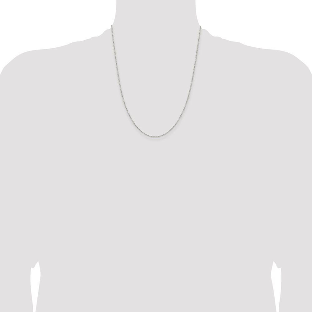 Sterling Silver 1mm Diamond-cut Long Link Cable Chain w/4in ext. (QPE68E-22)