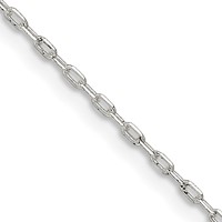 Sterling Silver 1mm Diamond-cut Long Link Cable Chain view 1