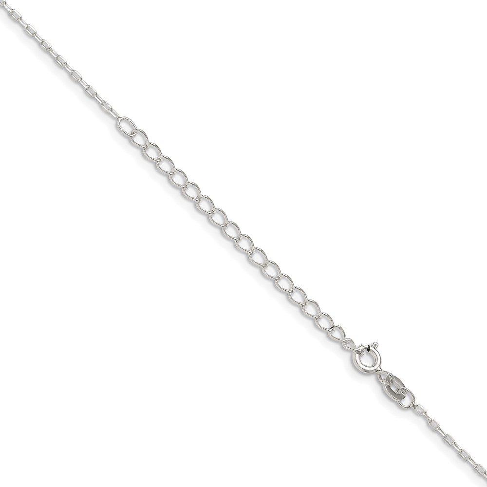Sterling Silver 1mm Diamond-cut Long Link Cable Chain w/2in ext. (QPE68E-18)