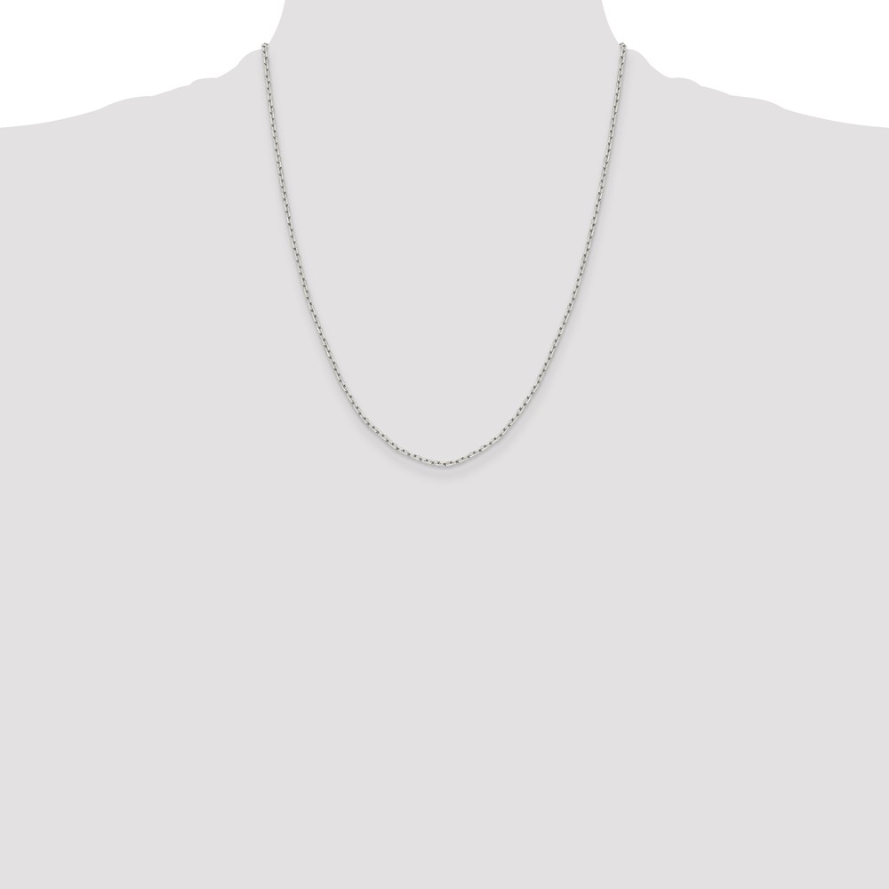 Sterling Silver 1.65mm Diamond-cut Long Link Cable Chain (QPE69-22)