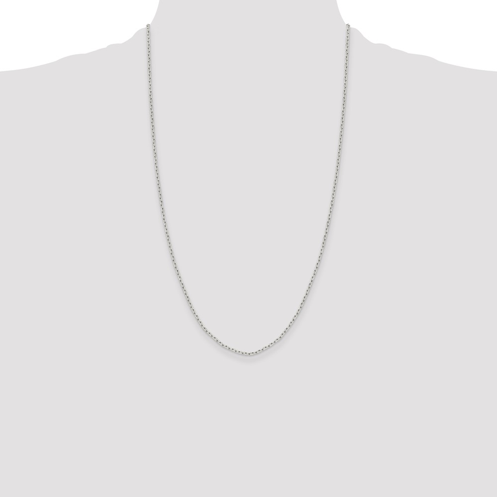 Sterling Silver 1.65mm Diamond-cut Long Link Cable Chain (QPE69-26)