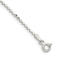 Sterling Silver 1.15mm Square Fancy Beaded Chain Anklet view 1