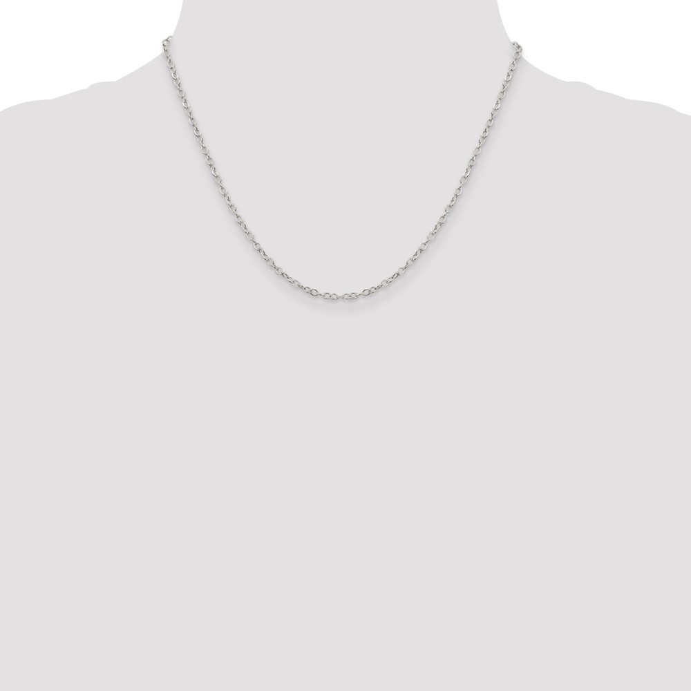 Sterling Silver 2.5mm Flat Open Oval Cable Chain (QPE80-18)