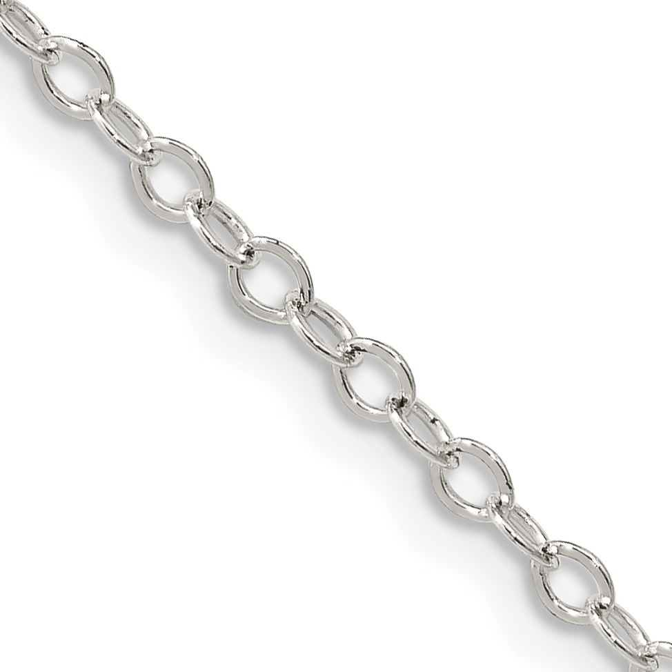 Sterling Silver 2.5mm Flat Open Oval Cable Chain (QPE80-16)
