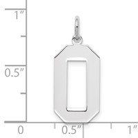 Sterling Silver Rhodium-plated Polished Number 0 Charm view 3
