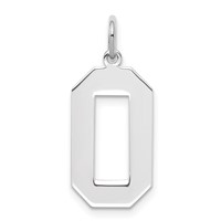 Sterling Silver Rhodium-plated Polished Number 0 Charm view 1