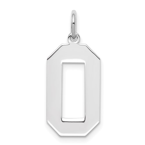 Sterling Silver Rhodium-plated Polished Number 0 Charm
