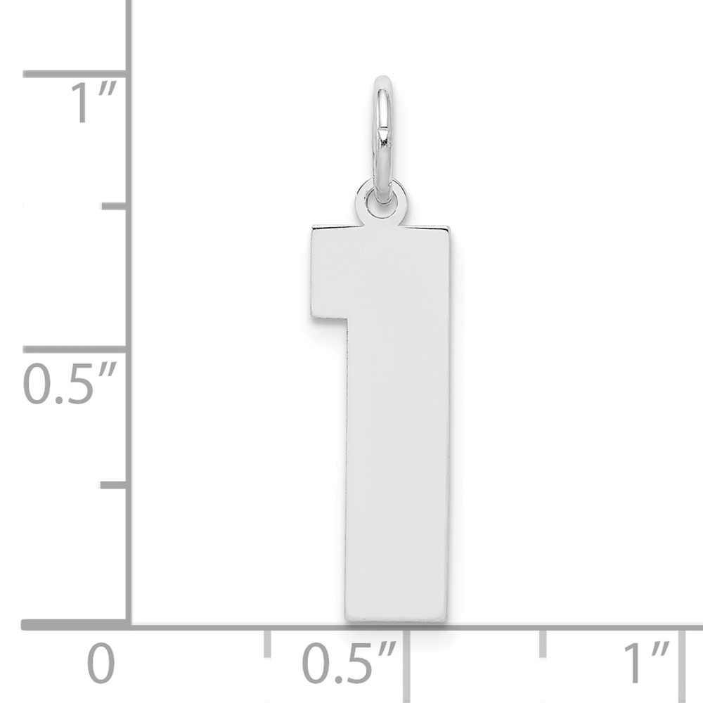 Sterling Silver/Rhodium-plated Polished Number 1 Charm (QPL01)