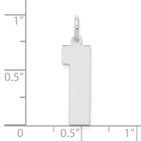 Sterling Silver Rhodium-plated Polished Number 1 Charm view 3