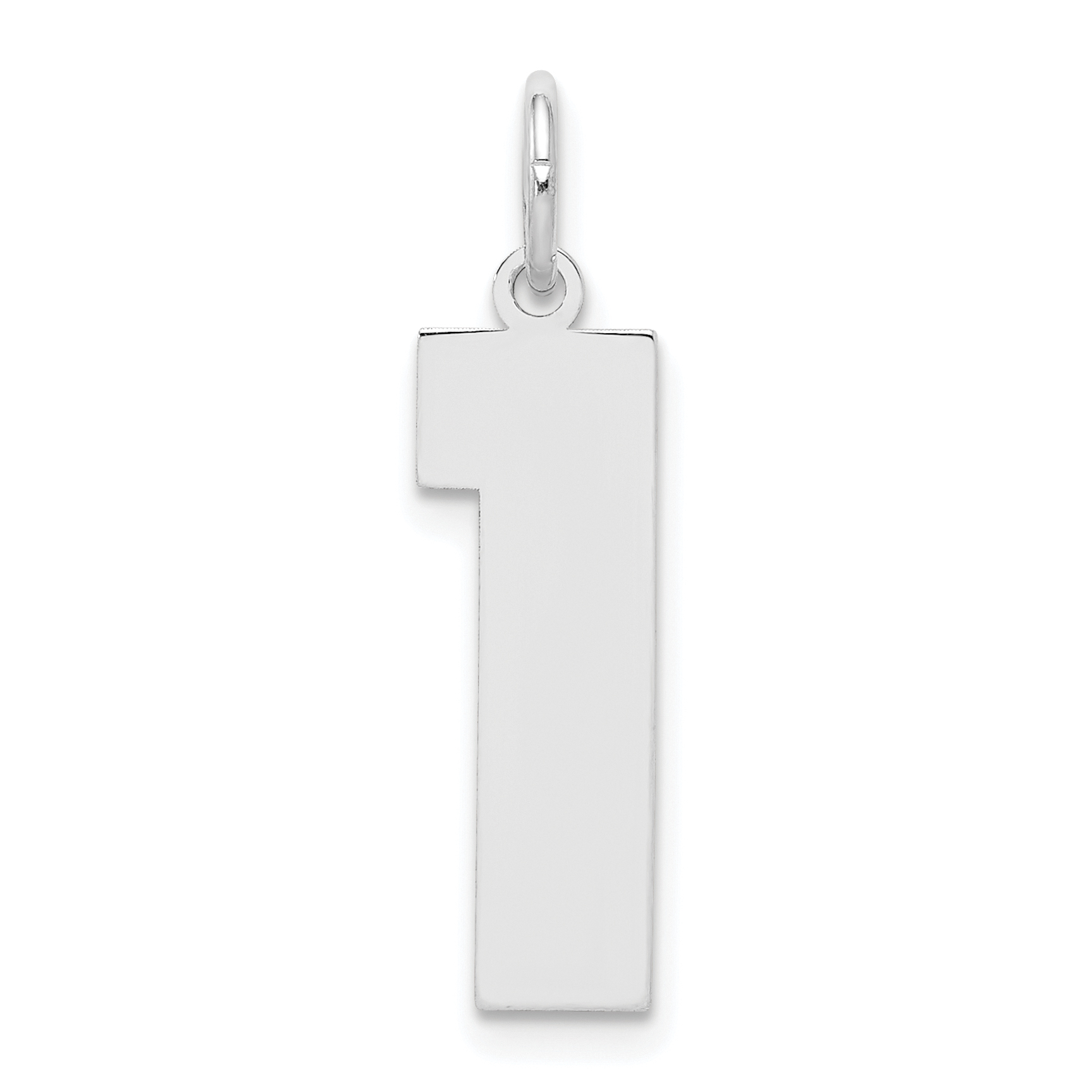 Sterling Silver/Rhodium-plated Polished Number 1 Charm (QPL01)