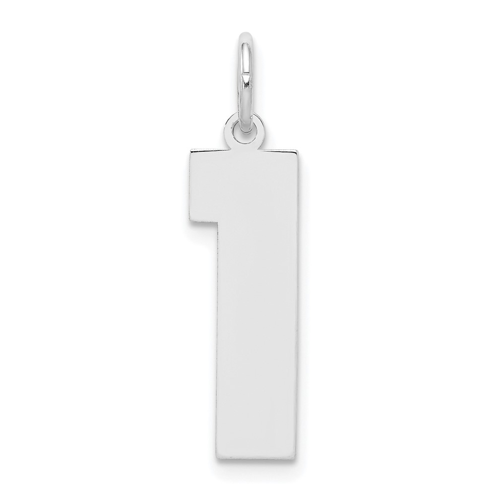 Sterling Silver/Rhodium-plated Polished Number 1 Charm (QPL01)