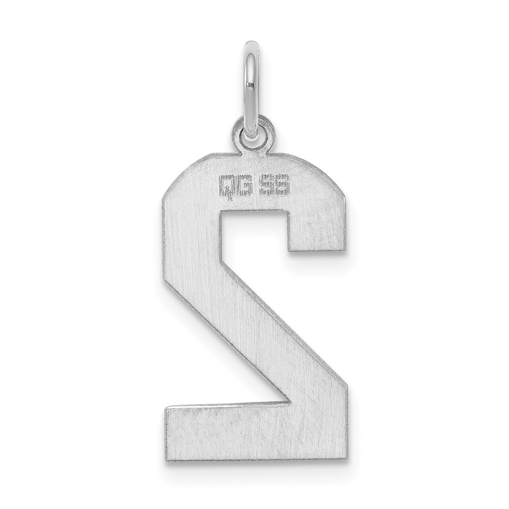 Sterling Silver/Rhodium-plated Polished Number 2 Charm (QPL02)