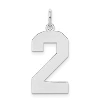Sterling Silver Rhodium-plated Polished Number 2 Charm view 1