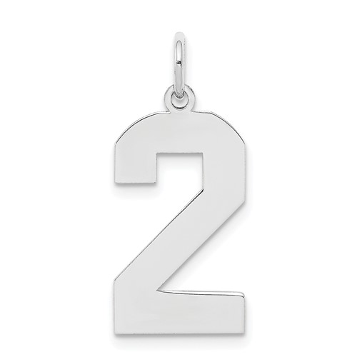 Sterling Silver Rhodium-plated Polished Number 2 Charm