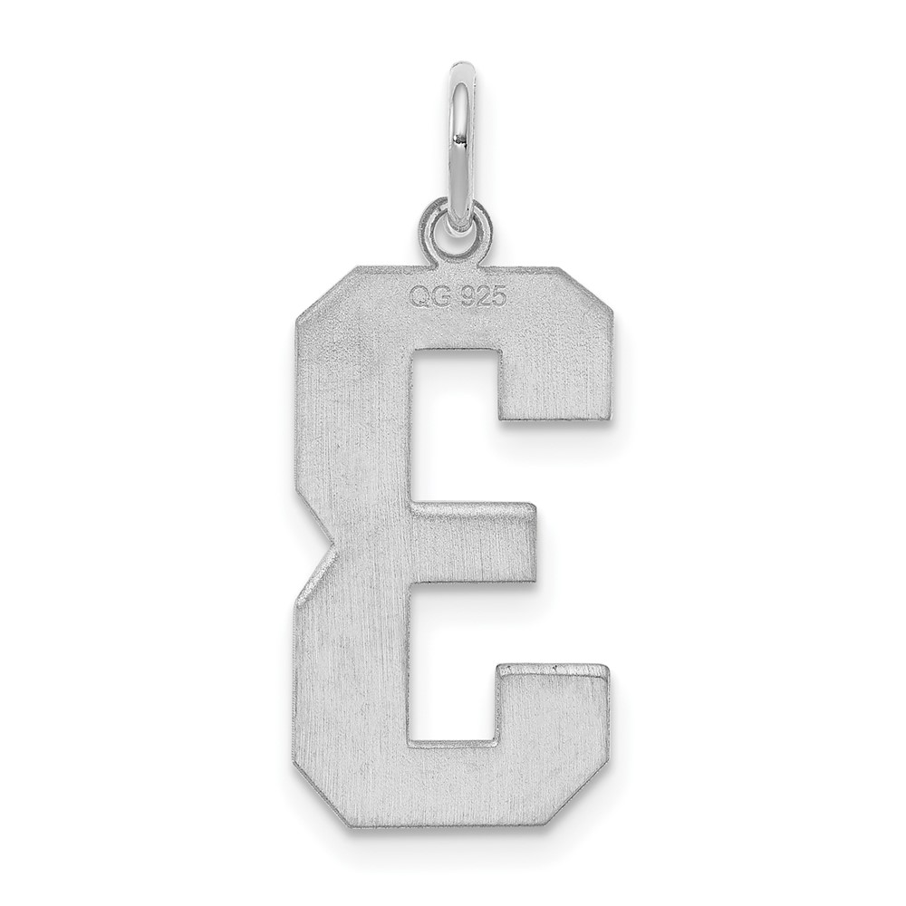 Sterling Silver/Rhodium-plated Polished Number 3 Charm (QPL03)