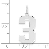 Sterling Silver Rhodium-plated Polished Number 3 Charm view 3
