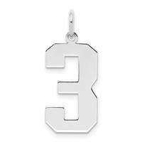 Sterling Silver Rhodium-plated Polished Number 3 Charm view 1