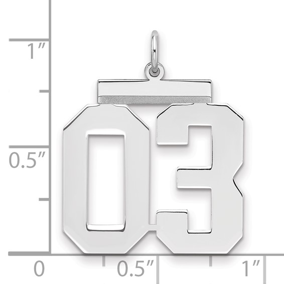 Sterling Silver Large Polished Number 3 W/Top