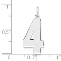 Sterling Silver Rhodium-plated Polished Number 4 Charm view 3