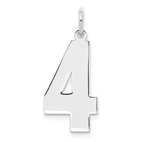 Sterling Silver Rhodium-plated Polished Number 4 Charm view 1