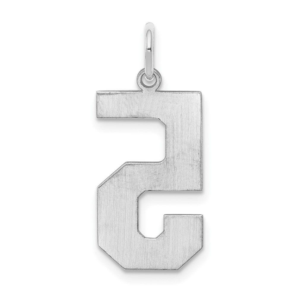 Sterling Silver/Rhodium-plated Polished Number 5 Charm (QPL05)