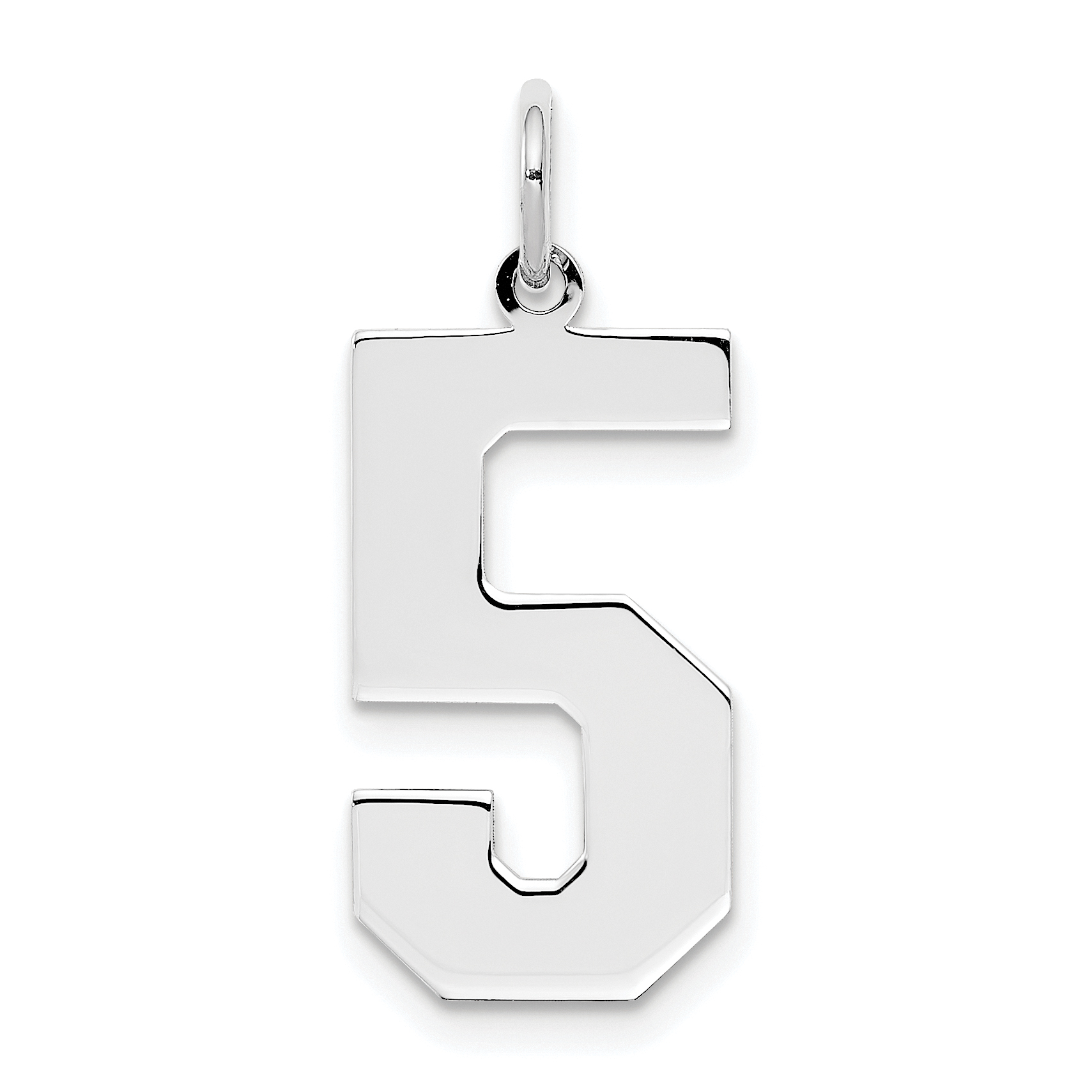 Sterling Silver/Rhodium-plated Polished Number 5 Charm (QPL05)