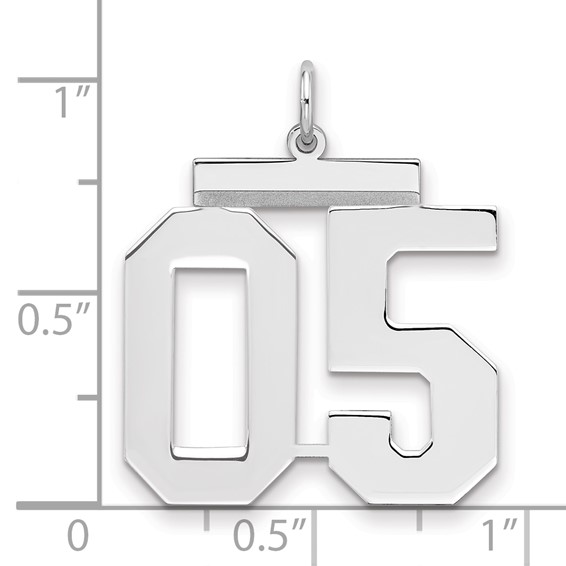 Sterling Silver Large Polished Number 5 W/Top