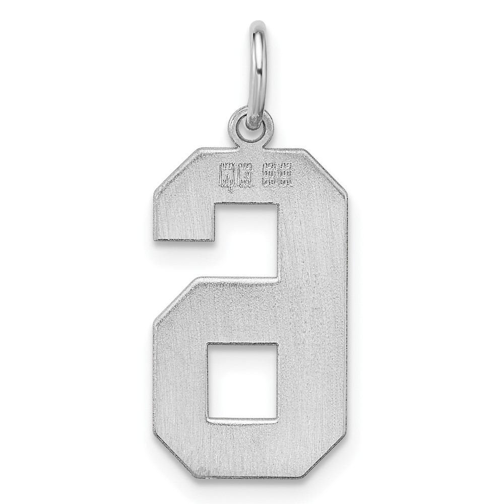 Sterling Silver/Rhodium-plated Polished Number 6 Charm (QPL06)