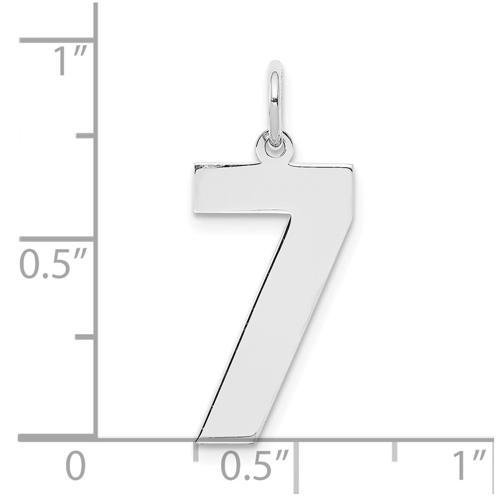 Sterling Silver/Rhodium-plated Polished Number 7 Charm (QPL07)
