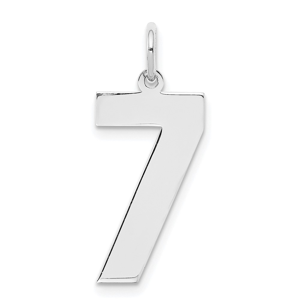 Sterling Silver Rhodium-plated Polished Number 7 Charm