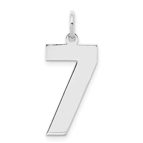 Sterling Silver Rhodium-plated Polished Number 7 Charm