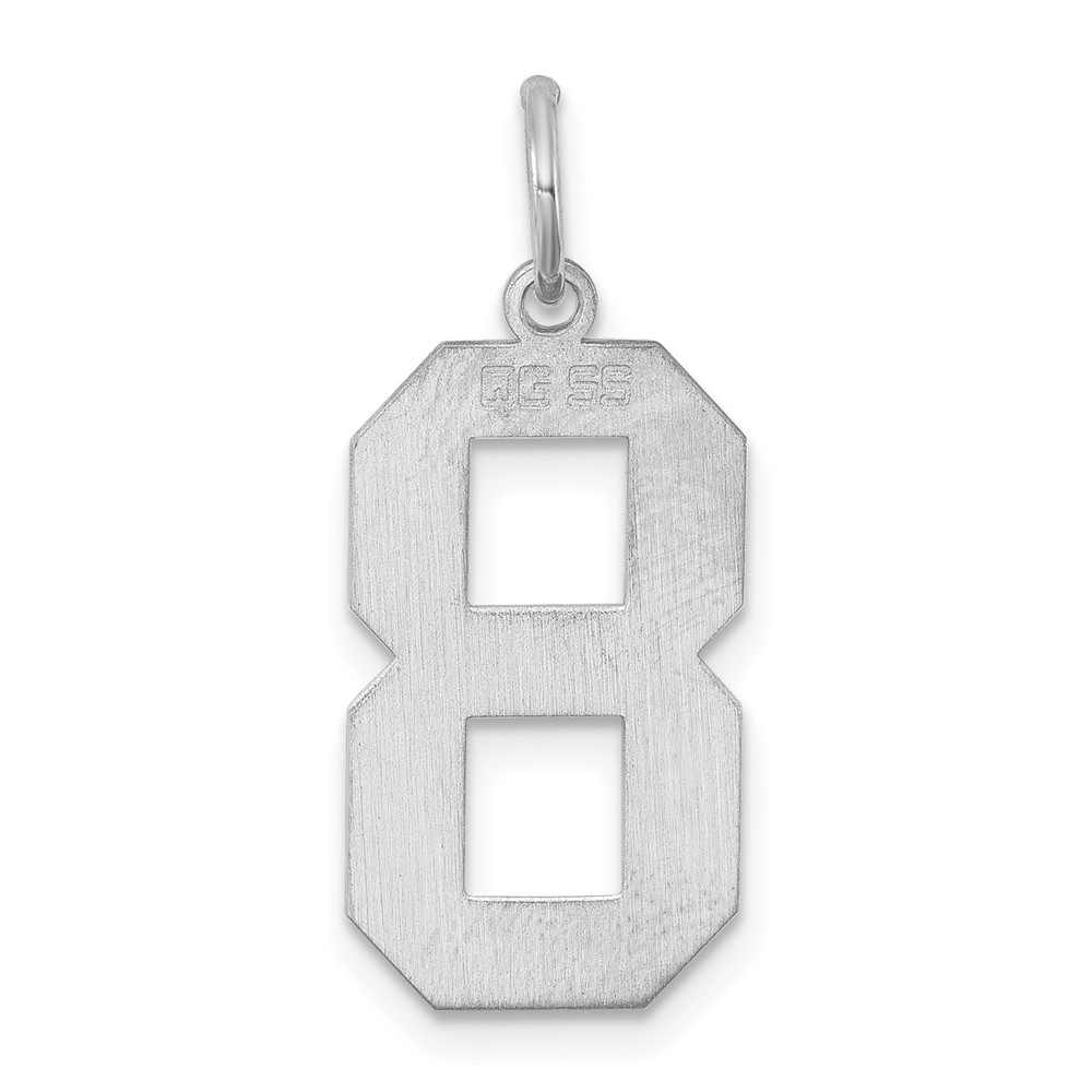 Sterling Silver/Rhodium-plated Polished Number 8 Charm (QPL08)