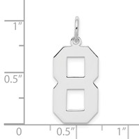 Sterling Silver Rhodium-plated Polished Number 8 Charm view 3