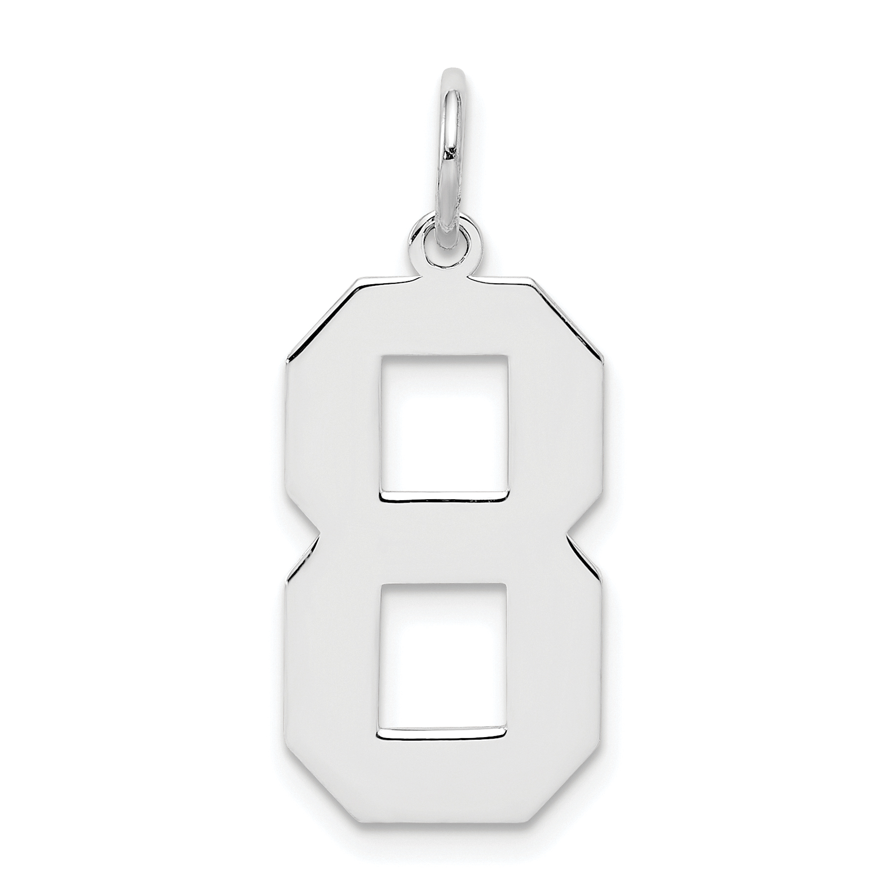 Sterling Silver/Rhodium-plated Polished Number 8 Charm (QPL08)