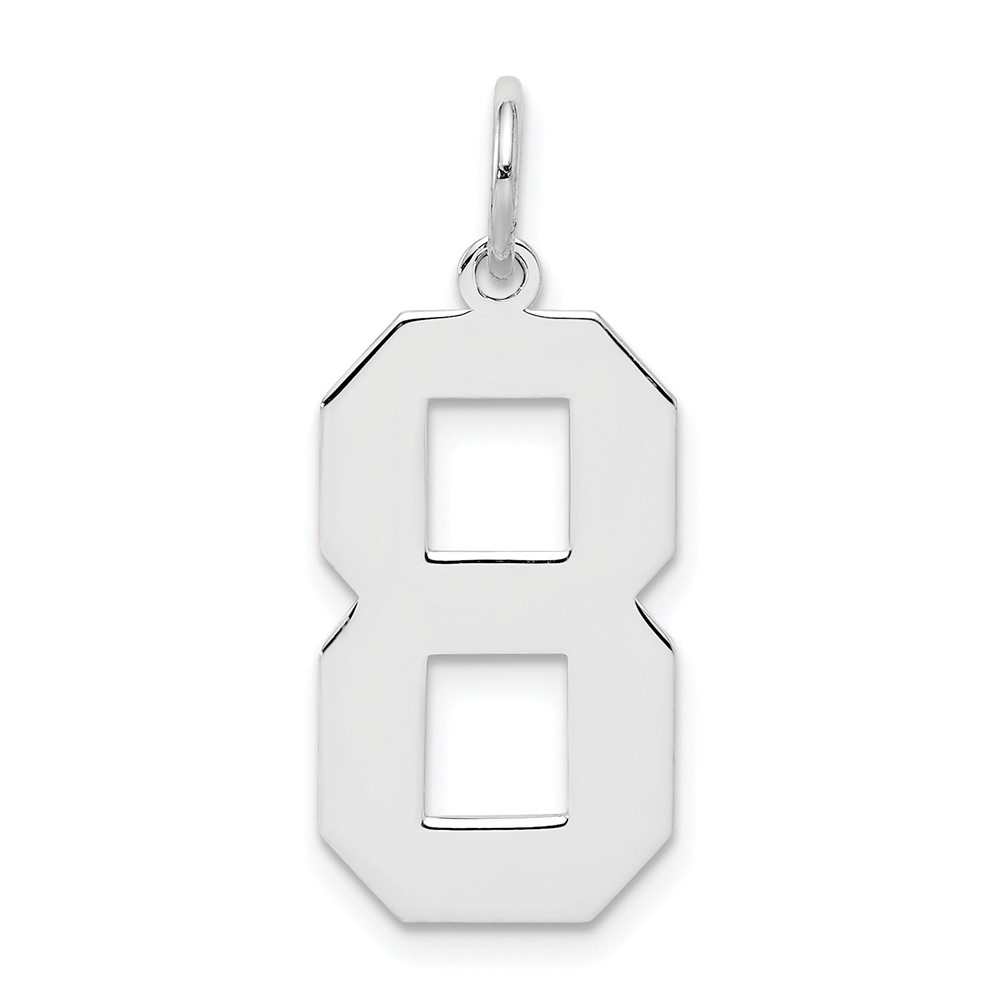 Sterling Silver/Rhodium-plated Polished Number 8 Charm (QPL08)