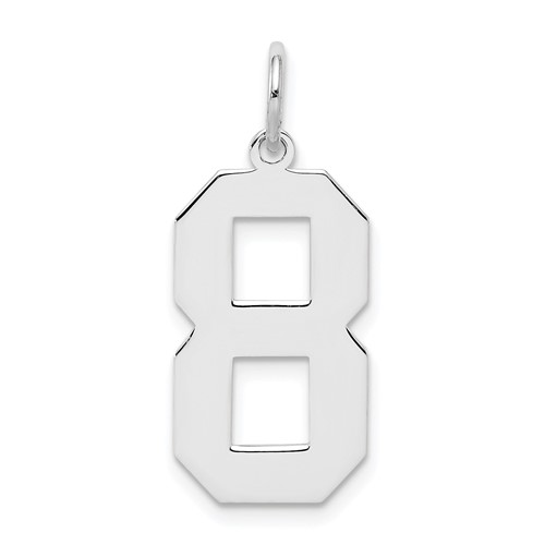 Sterling Silver Rhodium-plated Polished Number 8 Charm