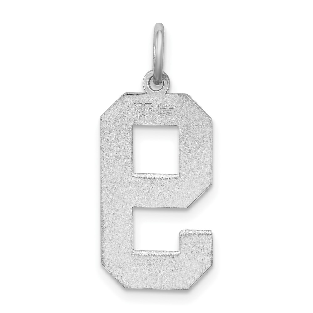 Sterling Silver/Rhodium-plated Polished Number 9 Charm (QPL09)