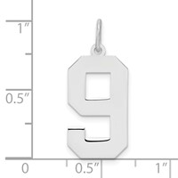 Sterling Silver Rhodium-plated Polished Number 9 Charm view 3