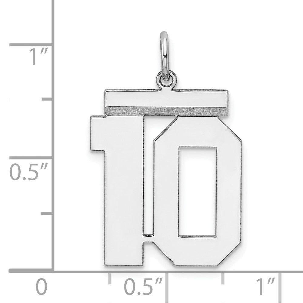 Sterling Silver/Rhodium-plated Polished Number 10 Charm (QPL10)