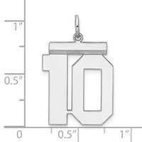 Sterling Silver Rhodium-plated Polished Number 10 Charm view 3
