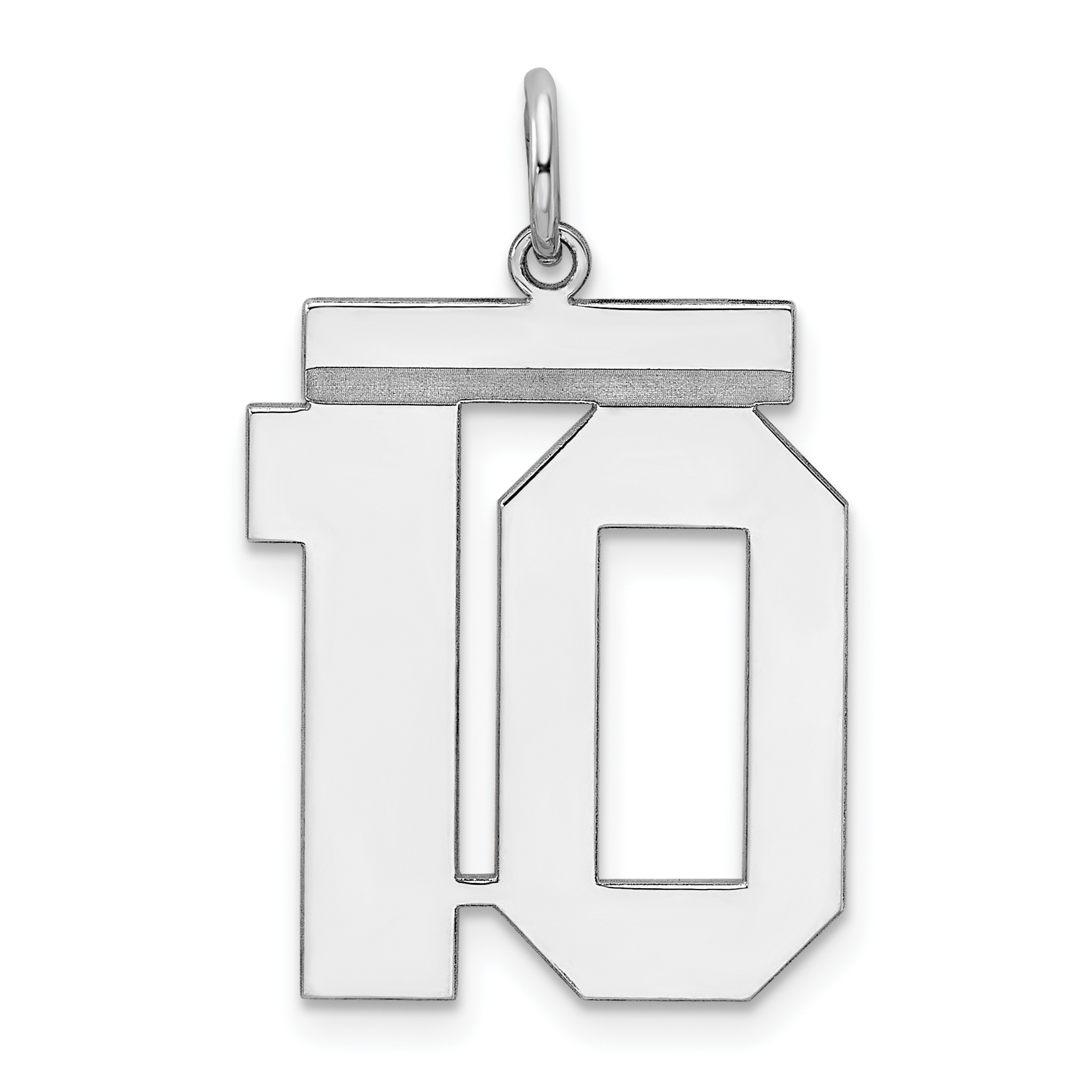 Sterling Silver/Rhodium-plated Polished Number 10 Charm (QPL10)