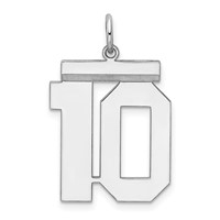 Sterling Silver Rhodium-plated Polished Number 10 Charm view 1