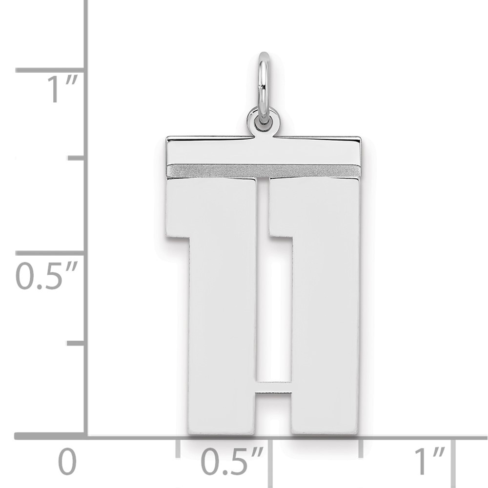 Sterling Silver/Rhodium-plated Polished Number 11 Charm (QPL11)