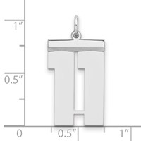 Sterling Silver Rhodium-plated Polished Number 11 Charm view 2