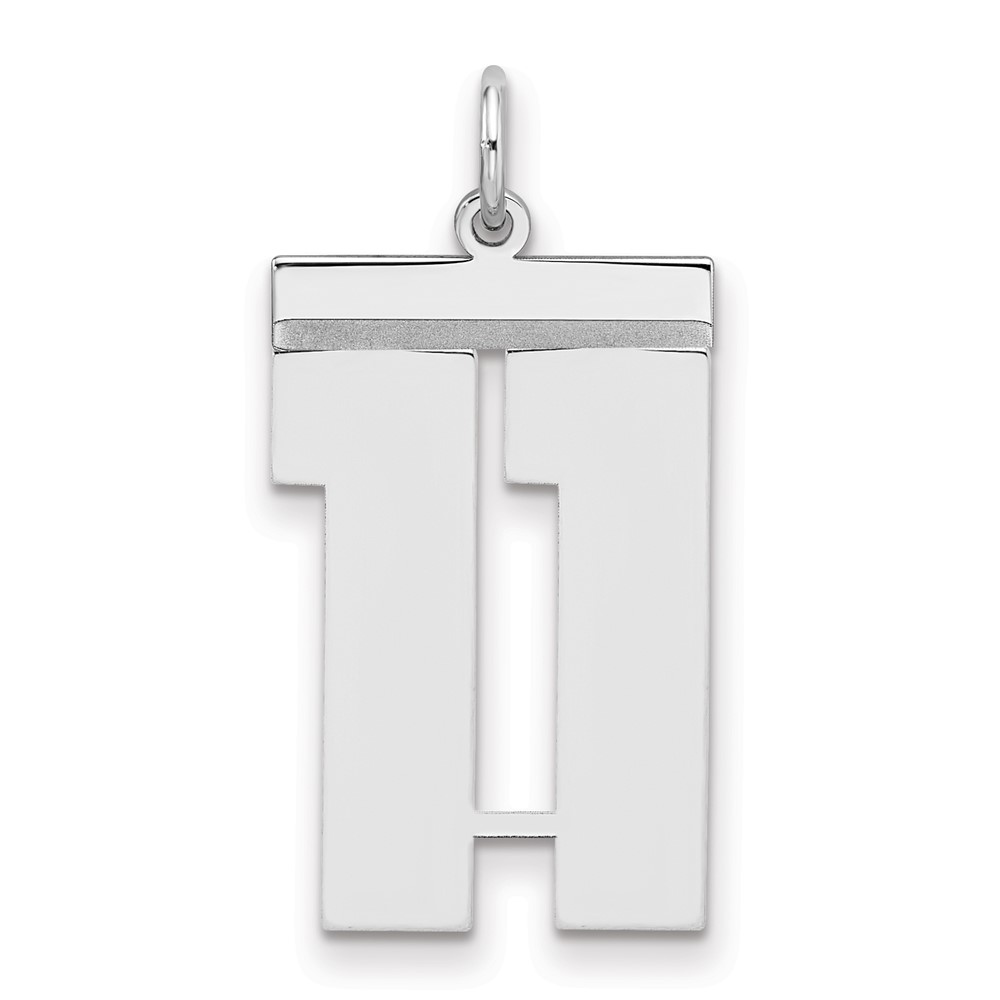 Sterling Silver Rhodium-plated Polished Number 11 Charm