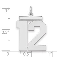 Sterling Silver Rhodium-plated Polished Number 12 Charm view 2