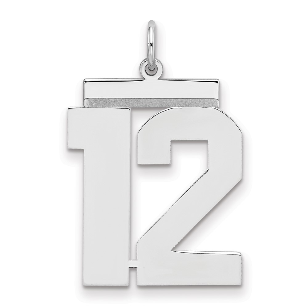 Sterling Silver Rhodium-plated Polished Number 12 Charm
