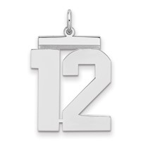Sterling Silver Rhodium-plated Polished Number 12 Charm view 1