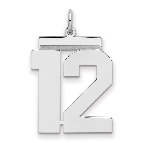 Sterling Silver Rhodium-plated Polished Number 12 Charm