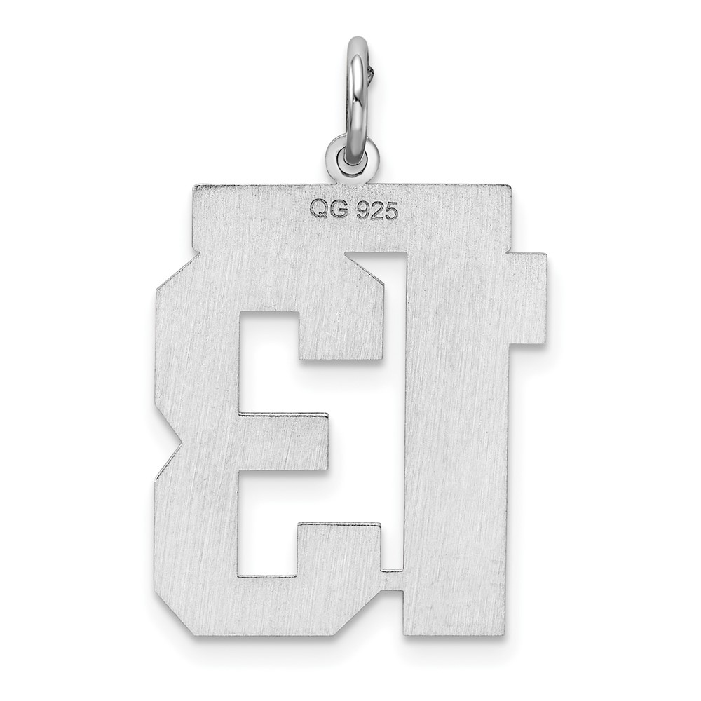 Sterling Silver/Rhodium-plated Polished Number 13 Charm (QPL13)
